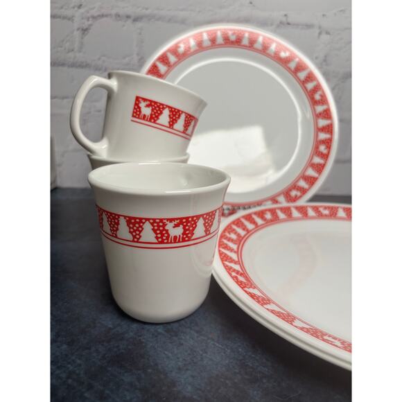 VTG  Corelle Corning Winter Festival Red Trees Reindeer Dinnerware Replacements - Picture 3 of 7